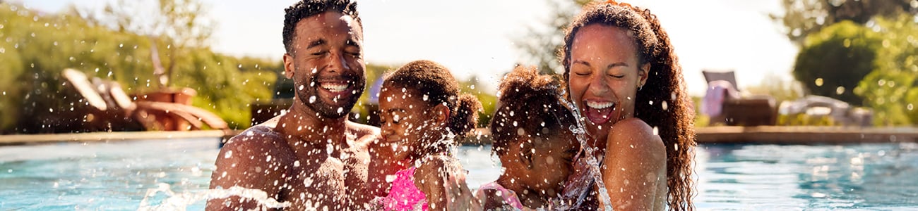 Family in pool